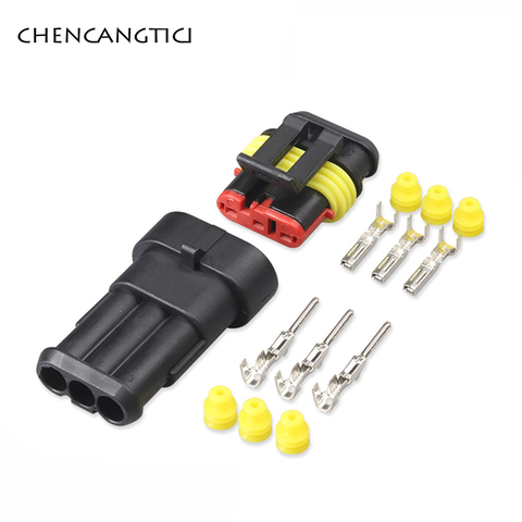 5 sets Amp 3 Pin way Electric Automotive Connector sealed Waterproof Auto Plug With Terminals And Seals 282087-1 282105-1 ► Photo 1/4