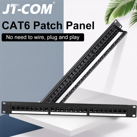 24 Port CAT6 Patch Panel RJ45 Network Cable Adapter Keystone Jack Modular Distribution Frame 19inch 1U Cabinet Rack ► Photo 1/6