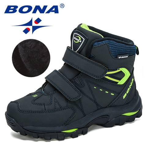 BONA 2022 New Designers Hiking Shoes Non-Slip Sneakers Boys Outdoor Sport Walking Climbing Shoes Kids Ankle Boots Plush Footwear ► Photo 1/6