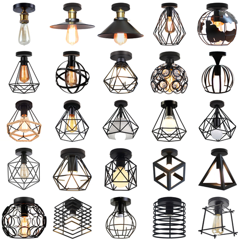 Modern Led Ceiling Lights Vintage industrial Ceiling lamp Shade Retro Loft Plafonniers for Living Room Kitchen Cage Home Decor ► Photo 1/6