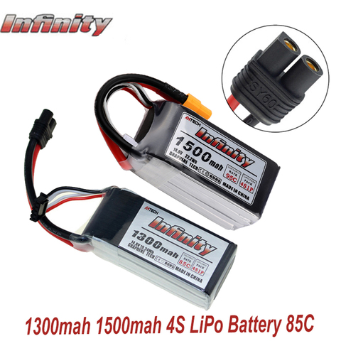 Infinity 4S 14.8V 1500mAh 95C 1300mAh 85C Graphene LiPo Battery Rechargeable SY60 Plug Connector Support 15C Boosting Charger ► Photo 1/6