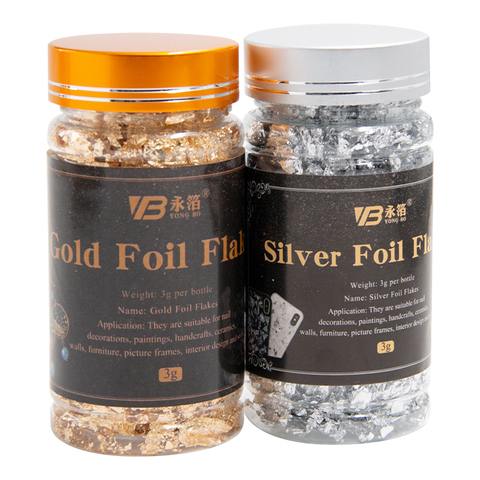 Gold Leaf Flakes for Arts Crafts Nail Decorations Painting Gliding 3g Gold&Silver Foil Fragments Arts Crafts DIY ► Photo 1/6