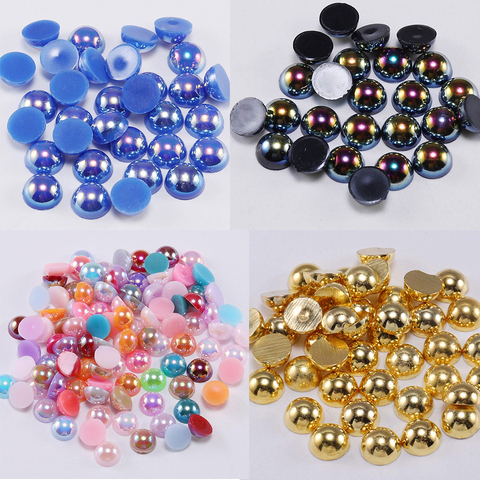 2 3 4 5 6 8 10 12 14 mm Cabochon Half Round Bead Pearl Craft ABS Imitation Pearl Half Round Resin Beads Supplies For DIY Jewelry ► Photo 1/6