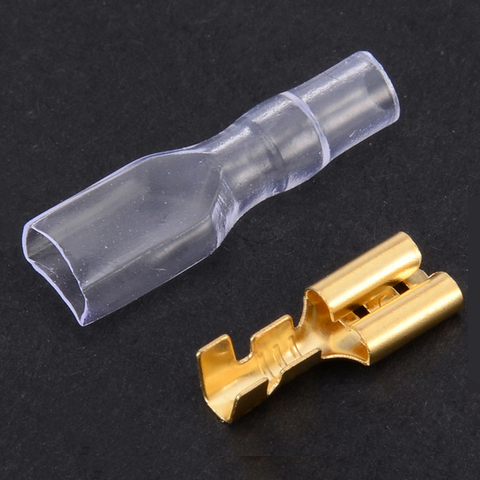 100pcs/set Brass Crimp Terminal 4.8mm Female Spade Connectors with Insulating Sleeve For 22~16AWG ► Photo 1/6
