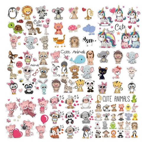Set Of Cute Animal Iron On Patches For Kids Clothing DIY Heat Transfer Clothes T-Shirt Thermal Stickers Decoration Printing ► Photo 1/6