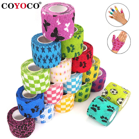 1 pcs Printed Medical Self Adhesive Elastic Bandage 4.5m Colorful Sports Wrap Tape for Finger Joint Knee First Aid Kit Pet Tape ► Photo 1/6