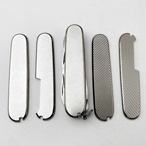 Titanium Alloy TC4 Scales Handle with Tweezer Toothpick Cut-Out for 91mm Victorinox Swiss Army Knife ► Photo 1/5