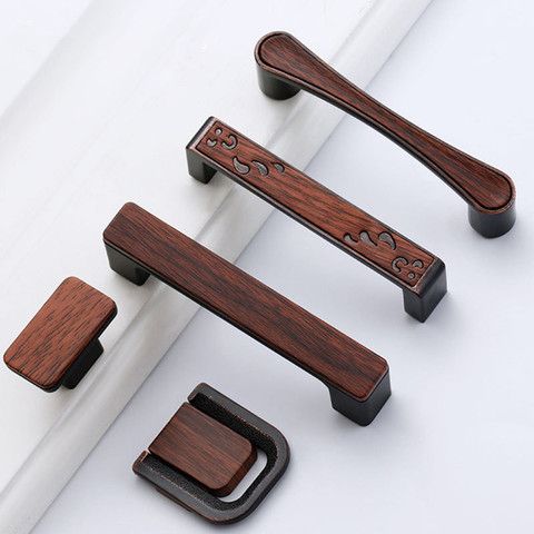 Wooden Cabinet Knobs and Handles Kitchen Handles Zinc Alloy Cupboard Pulls Drawer Knobs Handles for Furniture ► Photo 1/6