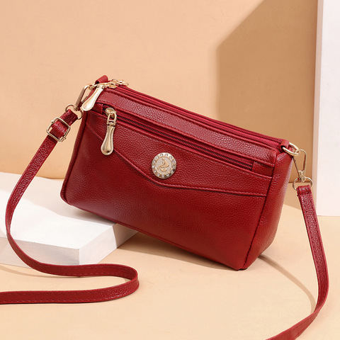 Fashion Simple Women's Designer Handbag High Quality PU Leather Small Messenger Bag Solid Color Shoulder Crossbody Bags Clutch ► Photo 1/6