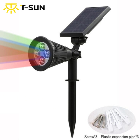 T-SUNRISE Outdoor Lighting 4 LED Solar Powered Light Adjustable LED Solar Landscape Lamp for Garden RGB Color ► Photo 1/6