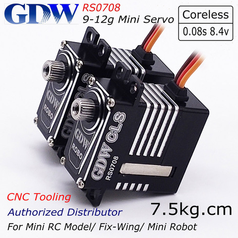 GDW RS0708 7.5kg 8.4v Coreless 0.08s High Speed Voltage Metal Gears 9g 12g Standard Mini Micro Servo Fix-Wing RC Model Robot ► Photo 1/6