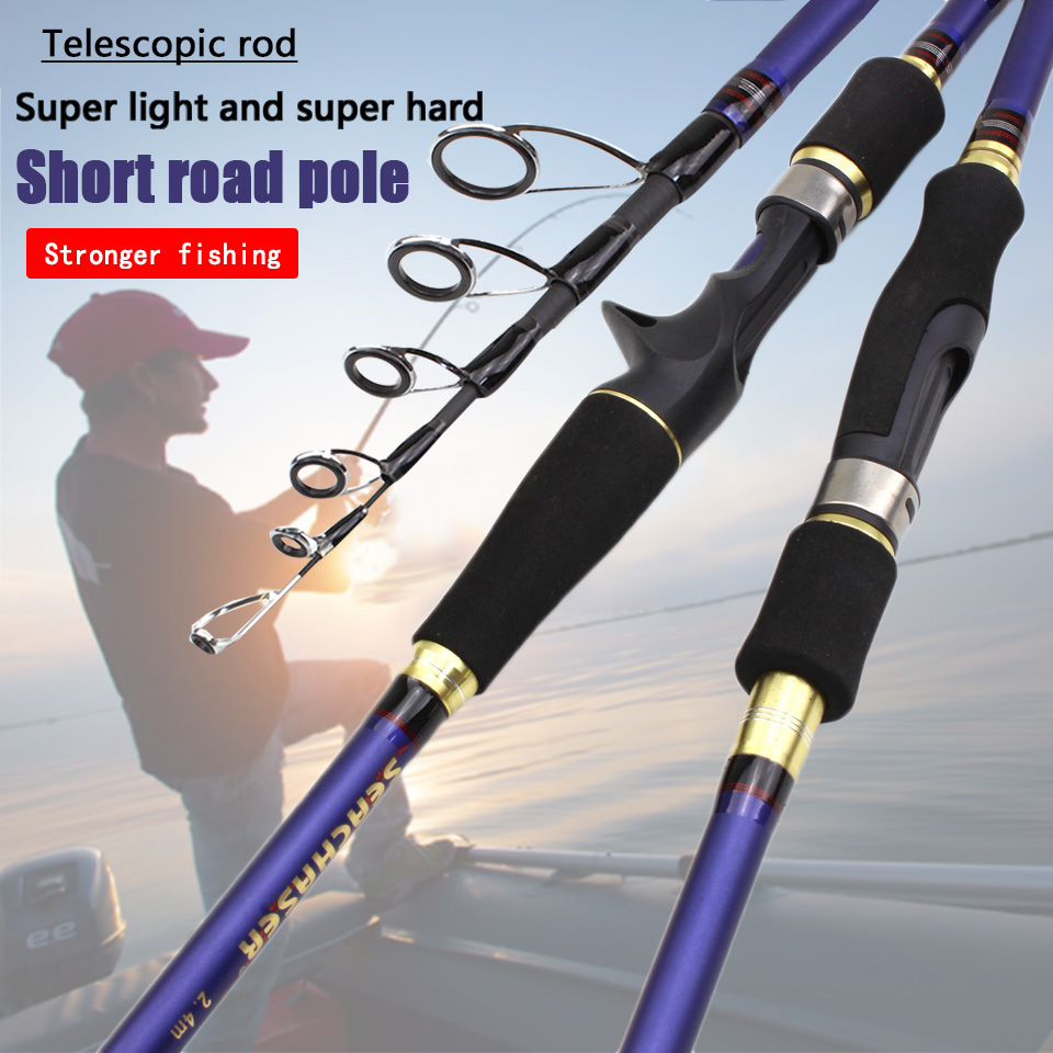 2.7m Carbon Fiber Lure Fishing Rod Travel Spinning Casting Rod Saltwater Pole 
