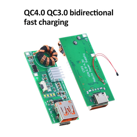 QC4.0 QC3.0 Bidirectional Fast Charging Power Module Mobile Phone Power Bank Type-C USB 3.7V to 5V Boost Charger Circuit Board ► Photo 1/6