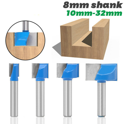 1/4/16Ppcs 8mm Shank Surface Planing Wood Milling Router Bits 16 Sizes Bottom Cleaning Wood Cutting Router Bit ► Photo 1/5