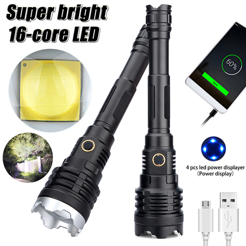 Newest XHP110 16-Core Powerful Flashlight Torch XHP USB Rechargeable Tactical Hunting Flashlight 21700 Flash Light Zoomable ► Photo 1/6