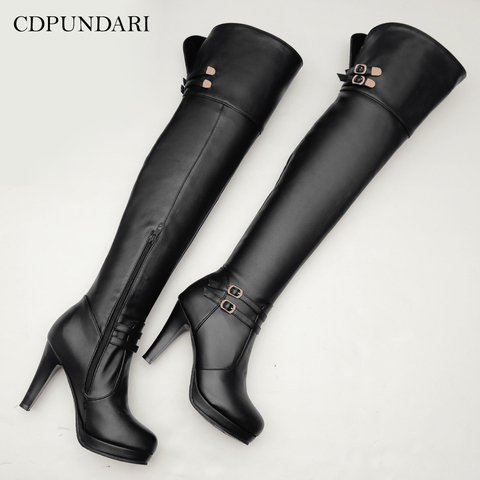 2022 Black High Heels Over The Knee Boots Women Platform Thigh High Boots Autumn Winter Long Boots Shoes Cuissardes Sexy White ► Photo 1/6