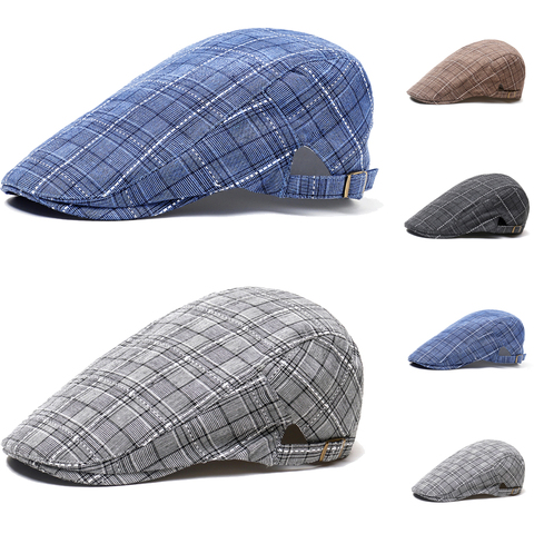 Men Cabbie Driving Flat Caps Newsboy Golf Plaid Beret Irish Hats Newsboy ► Photo 1/6