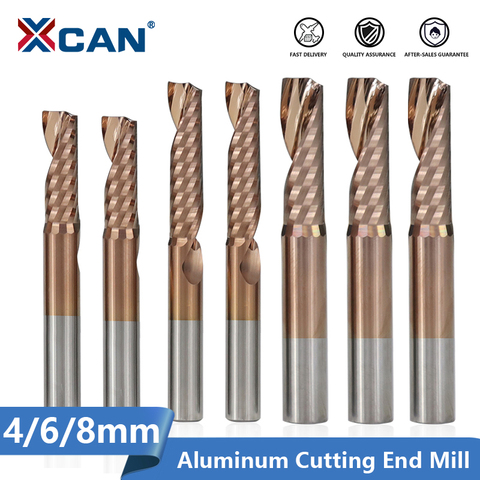 XCAN Aluminum Cutting End Mill 4 6 8mm Shank Single Flute TiCN Coating CNC Router Bit Carbide Milling Cutter ► Photo 1/6