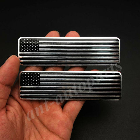 2x Black Metal USA American Flag Car Emblem Badge Motorcycle Sticker Fairing ► Photo 1/4