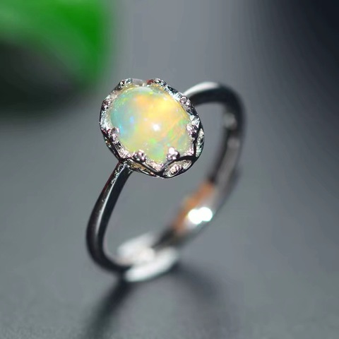 Natural Opal Ring for Women Anniversary Gift 6*8MM Colorful Gemstones Fine Jewelry Luxury Crown Design Real 925 Sterling Silver ► Photo 1/6