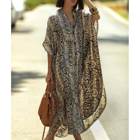 Cover-ups 2022 Kaftan Beach Print SnakeSkin Swimsuit cover up Kimono Plage Beach Robe Femme Long Dress Sarong Dress Beachwear ► Photo 1/6