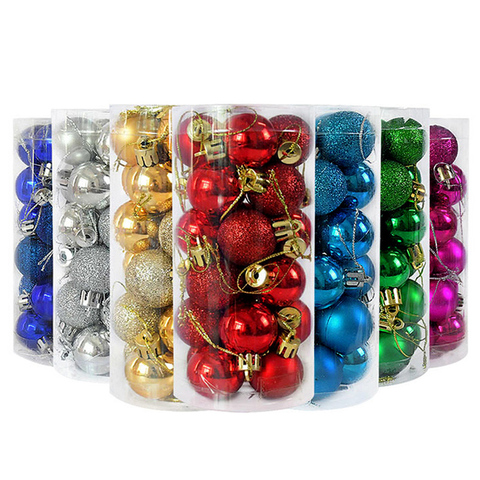 24pcs 3cm Christmas Tree Decor Ball Bauble Gold Silver Plastic Hanging Ball Ornaments Decorations for Home New Year Navidad ► Photo 1/6