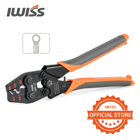 IWISS IWS-16 Ratchet Crimping Tool for Non-Insulated Terminals  from AWG 22-6 with Polished Jaw crimping pliers ► Photo 1/6