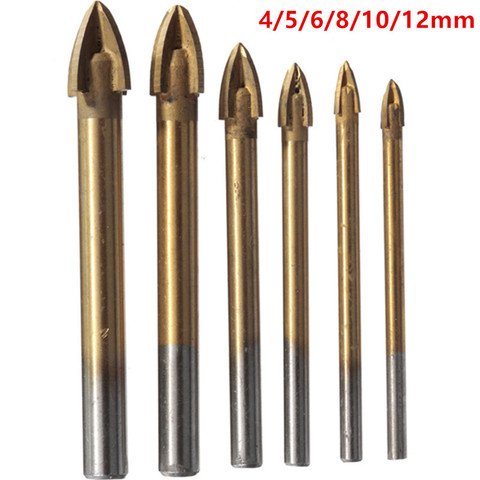 Titanium Carbide Glass Drill Bit Cross Spear Point Head Drill Bit For Wall Ceramic Tile 4/5/6/8/10/12mm ► Photo 1/6