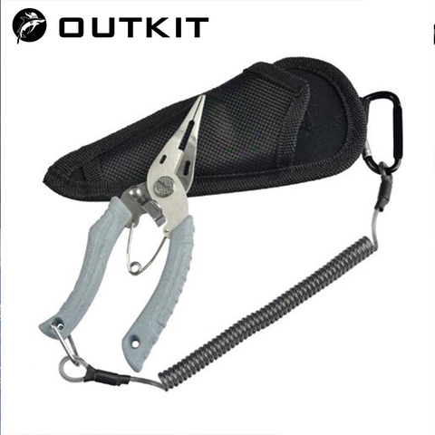 OUTKIT Multifunctional Fishing Pliers Line Cutter Hook Remover Stainless Steel Scissors Fishing Clamp Accessories Spring Rope ► Photo 1/6