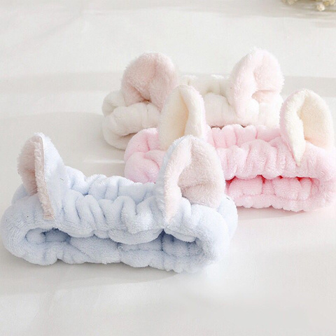 Women Girls Cute Coral Fleece Cat Ears Elastic Headbands Soft Comfortable Wash Face Bath Hairbands Photo Prop Hair Accessories ► Photo 1/6