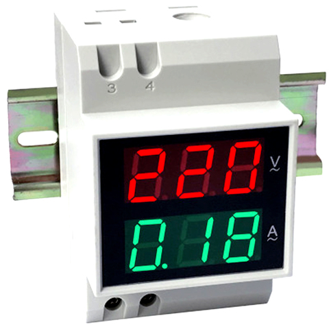 D52-2042 Din Rail Voltmeter Ammeter AC80-300V AC200V-450V Digital AC Voltmeter Voltage Current Meter LED Display Electric Meter ► Photo 1/5