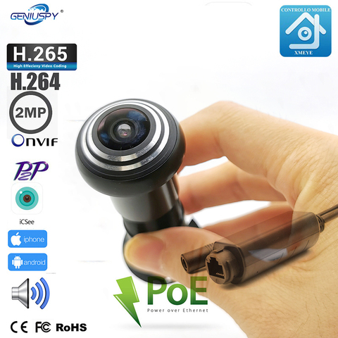 HD 1080P Fisheye Peephole POE IP Camera Mini Door Eye Hole Camera Onvif P2P Network Surveillance Ipc Webcam Security XMEYE ICSEE ► Photo 1/6