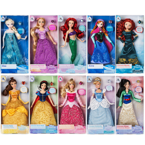 Disney store Original princess Rapunzel Ariel Elsa Anna Aurora Cinderella Belle Classic Dolls Toys For Children Christmas Gift ► Photo 1/6