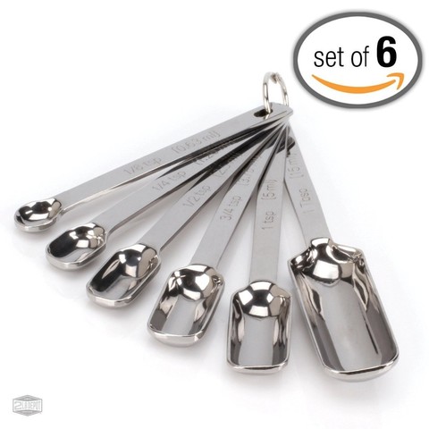 6pcs Set Narrow Stainless Steel Spice Measuring Spoons Baking Spoon DIY Kitchen Cookers Tool ► Photo 1/6