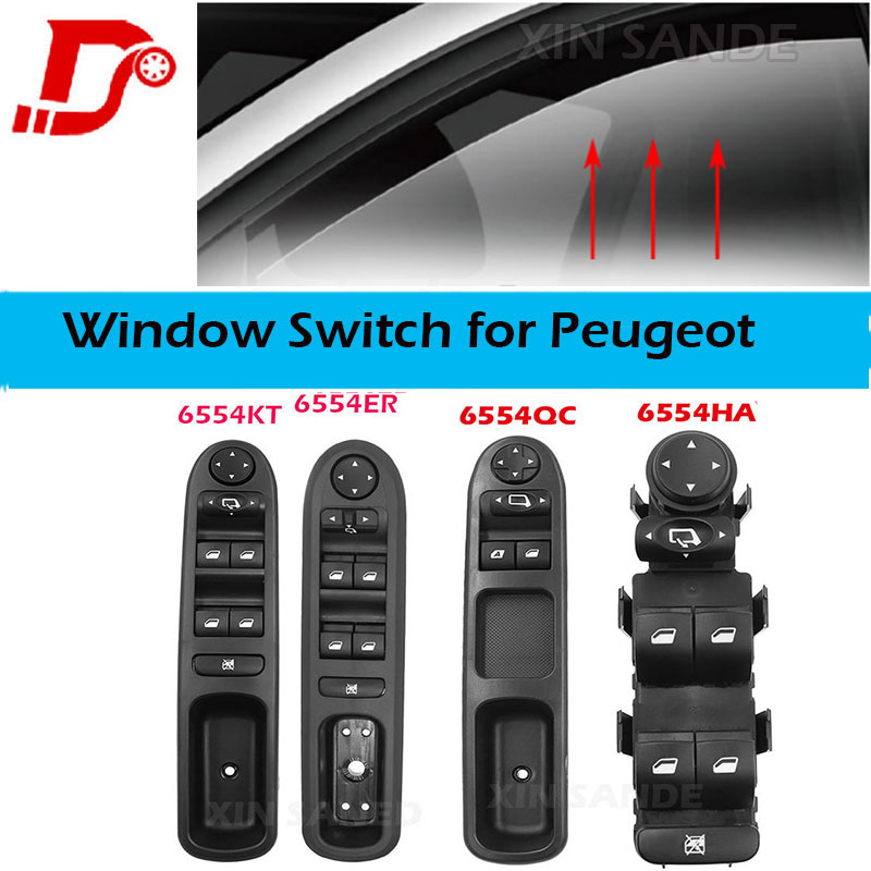 LHD Master Power Window Control Switch Electric 6554.KT 6554KT For Peugeot  307，