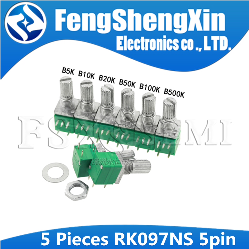 RV097NS B100K Single-linked Audio Power amplifier Potentiometer B100K 5pin 5pcs