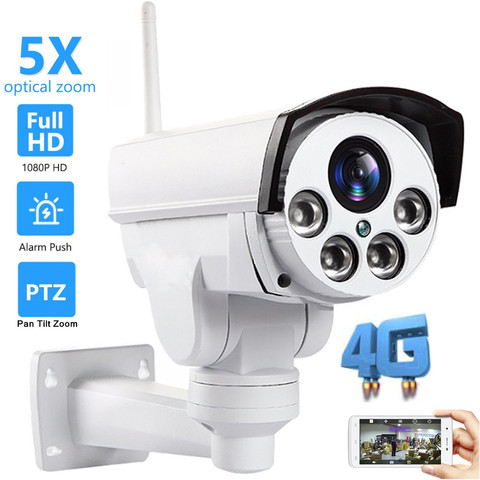 3G 4G SIM Card PTZ IP Camera 1080P 2MP 5MP HD Wireless Hotspot MiFi Outdoor Security Bullet CCTV Camera P2P Audio Mic Camhi APP ► Photo 1/6