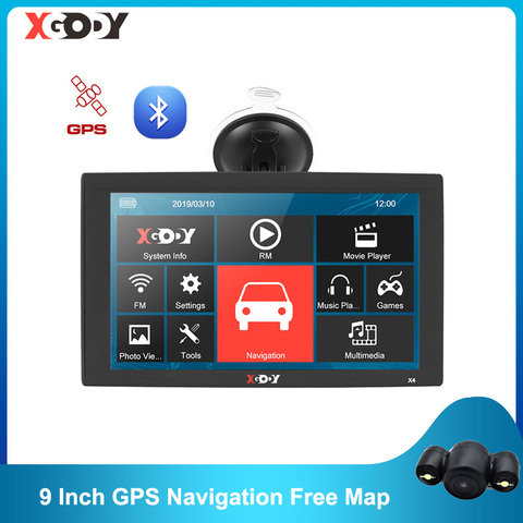 XGODY X4 9 Inch Truck Car GPS Navigation 256MB 8GB Bluetooth Navigator  GPS Sat Nav FM Rear View Camera Russia 2022 Europe Map ► Photo 1/6