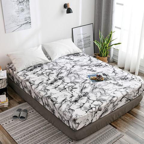 Marble Bed Cover Home Bed Sheet With Elastic Luxury Bedspread For Bed Quality Fitted Sheet Non Slip Bedspreads For Double Bed ► Photo 1/6