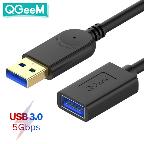 QGeeM USB Extension Cable Cord USB3.0 Male to Female Extender Data Sync Cable Adapter 1M 3M 2M Supper Speed USB 3.0 Cable ► Photo 1/6