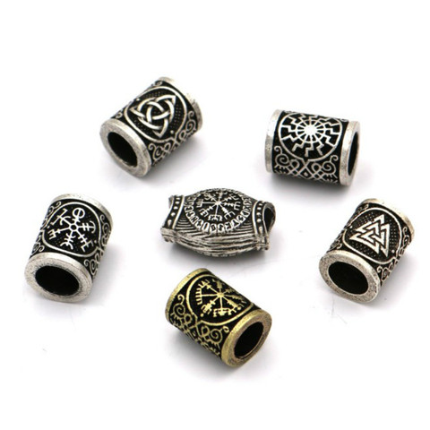 Silver Gold Bead Nordic Viking Runes Beads for Beard Hair Rings Braid Dreadlocks Bead Hair Cuffs DIY Braiders Hair Accessories ► Photo 1/6