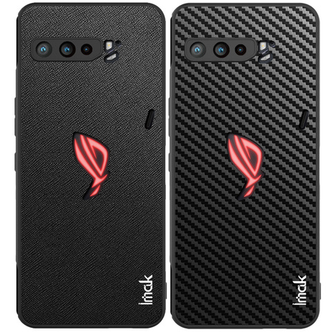 IMAK PU Leather Back Case Cover For Asus ROG Phone 3 Strix ZS661KS Carbon Fiber Fibre Saffiano Leather Protector Shell ► Photo 1/6