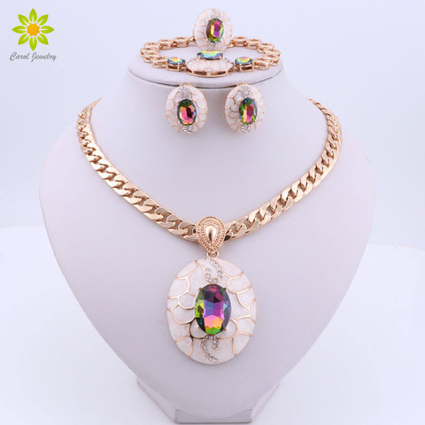 Fashion African Jewelry Sets Women Costume Nigerian Wedding Jewelry set Brand Dubai Gold color Jewelry Set ► Photo 1/6