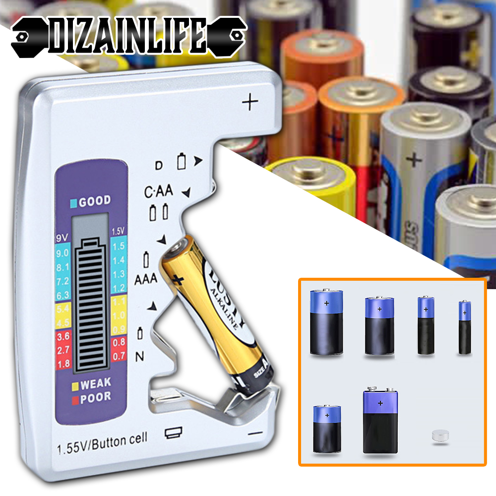 Universal Battery Tester Checker For AA AAA C D 9V 1.5V Button Dry Cell Battery 