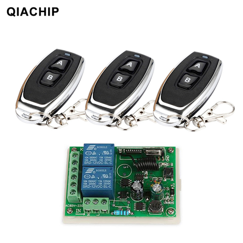 QIACHIP 433MHz Universal Remote Control Switch 220V 2CH Code 1527 Transmitter Remote Control RF Relay Receiver For Light Switch ► Photo 1/6