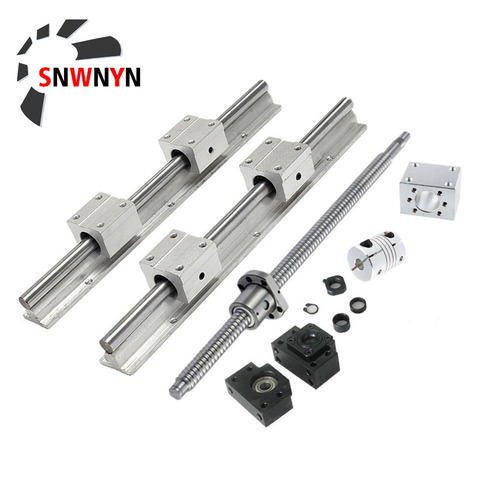 Linear Rail 2pcs SBR16+4pc SBR16UU Block Bearing+SFU1204 Ball Screw End Machined+1204 Nut Housing+BKBF10 End Support+Coupler Set ► Photo 1/6