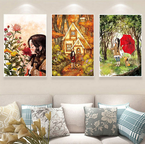 Zozack Needlework,DIY Printed Cartoon Love girl Cross stitch Sets For Full embroidery Cross-Stitch kit home wall decoration ► Photo 1/6