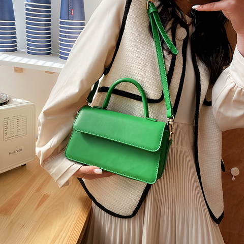 2022Design PU Leather Small Crossbody Shoulder Bags for Women Spring Trendy Branded Handbags and Purses Branded Totes Green ► Photo 1/6