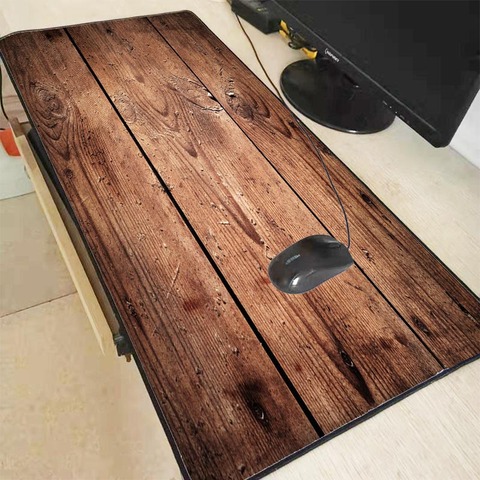 Mairuige  Fashion Brown Wood Grain Laptop Gaming Large Locking  Edge Mousepad BIG SIZE Rubber Game Mouse Pad for CSGO DOTA Gamer ► Photo 1/6