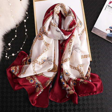 Silk Neckerchief Hijab Foulard  Designer Silk Square Scarves - Luxury Scarf  Fashion - Aliexpress